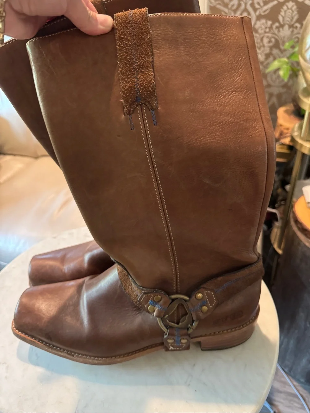 BEDFORD BED|STU Brown Leather Boot with Purple Lining Sz 12 - Picture 6 of 10